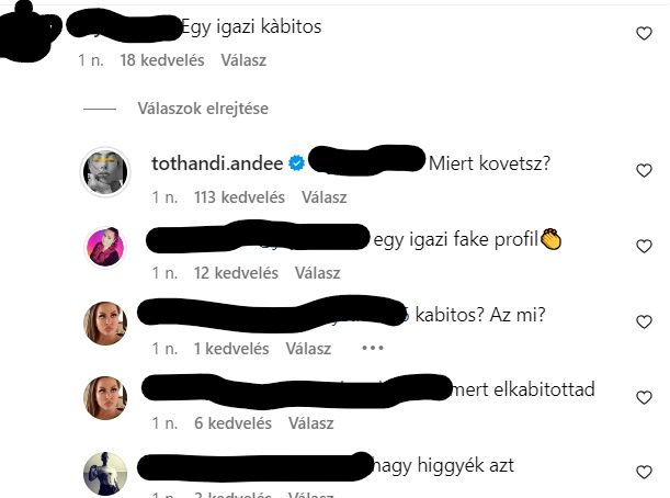 Tóth Andi, kommentek