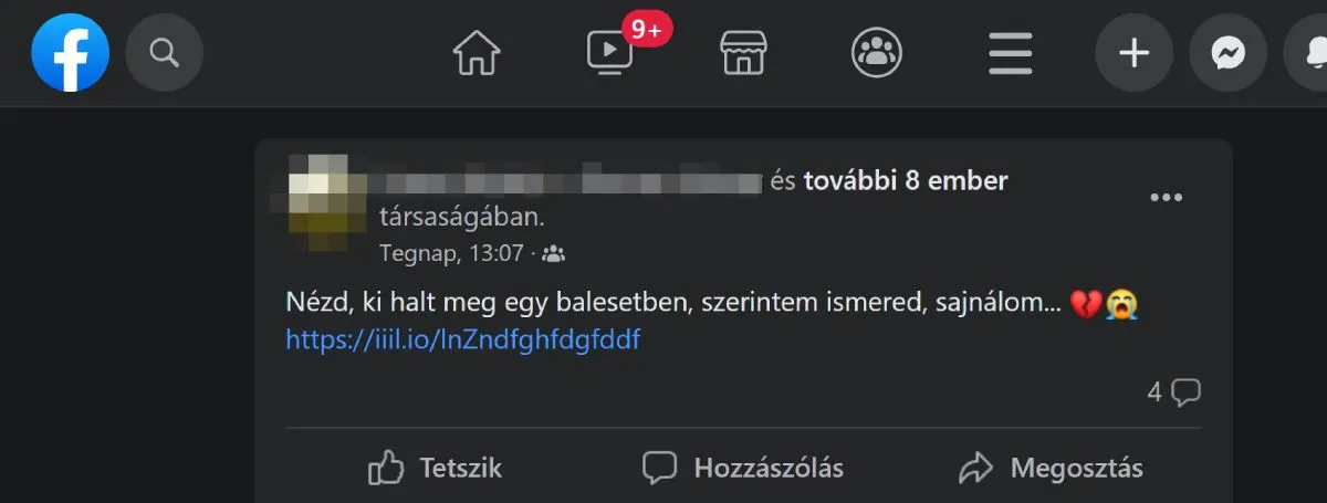 balesetes Facebook-átverés