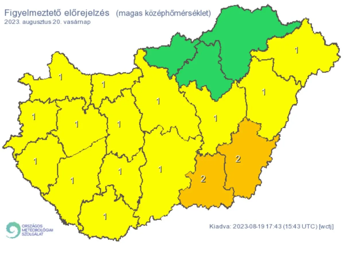 magas középhőmérséklet, vasárnap