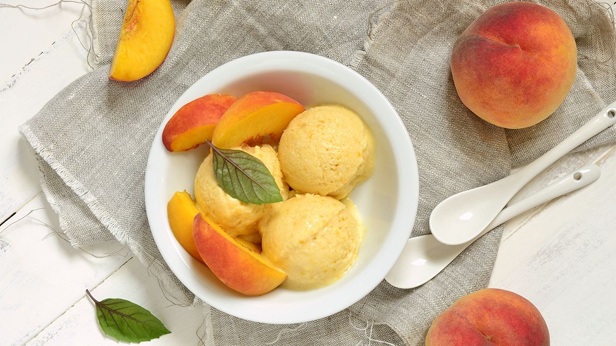 Homemade,Peach,Ice,Cream,,Sorbet,,Top,View