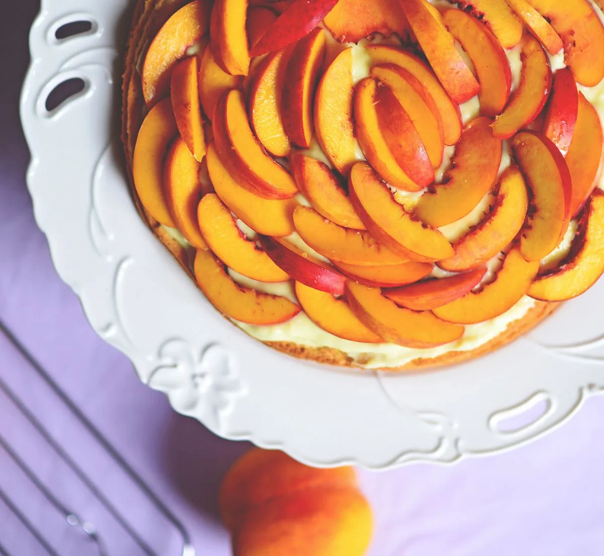 Fresh,Peach,Cake,On,Table