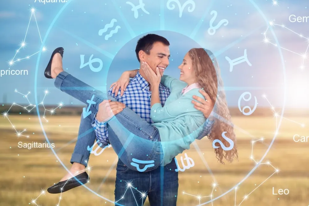 Concept,Of,Love,,Happy,Couple,And,Zodiac,Signs