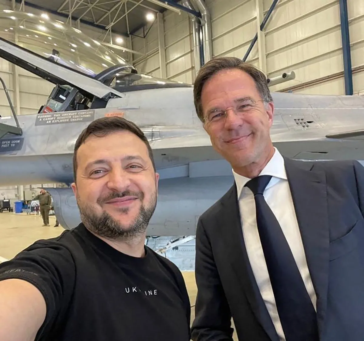 Ukrainian President Zelenskyy with Dutch PM Rutte visit Royal Netherlands Air Force