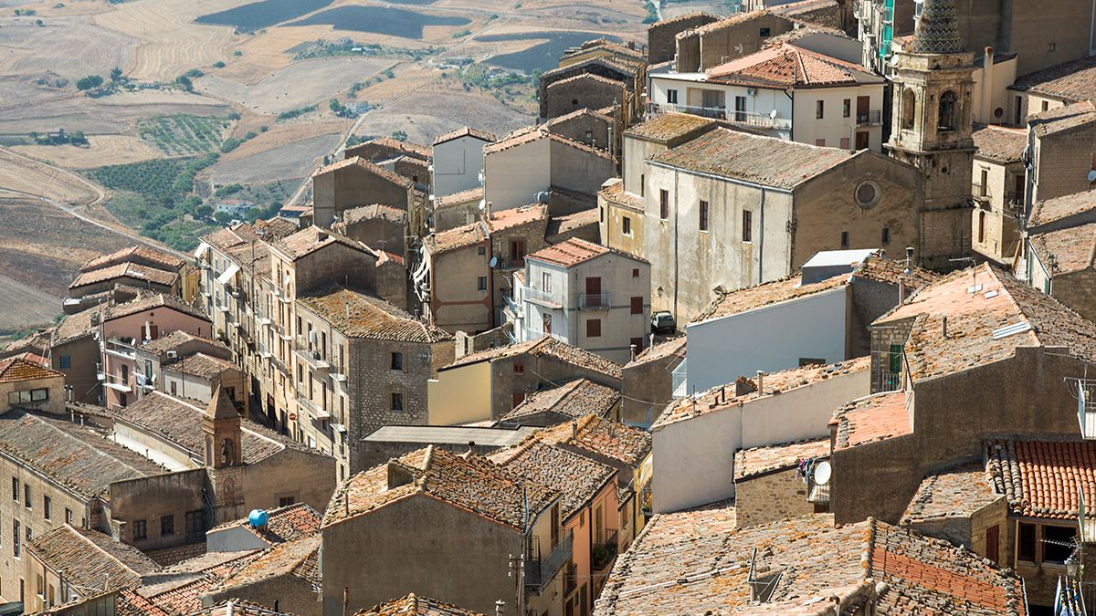 View,Over,The,Old,Village,Of,Gangi,In,Sicily,,Italy