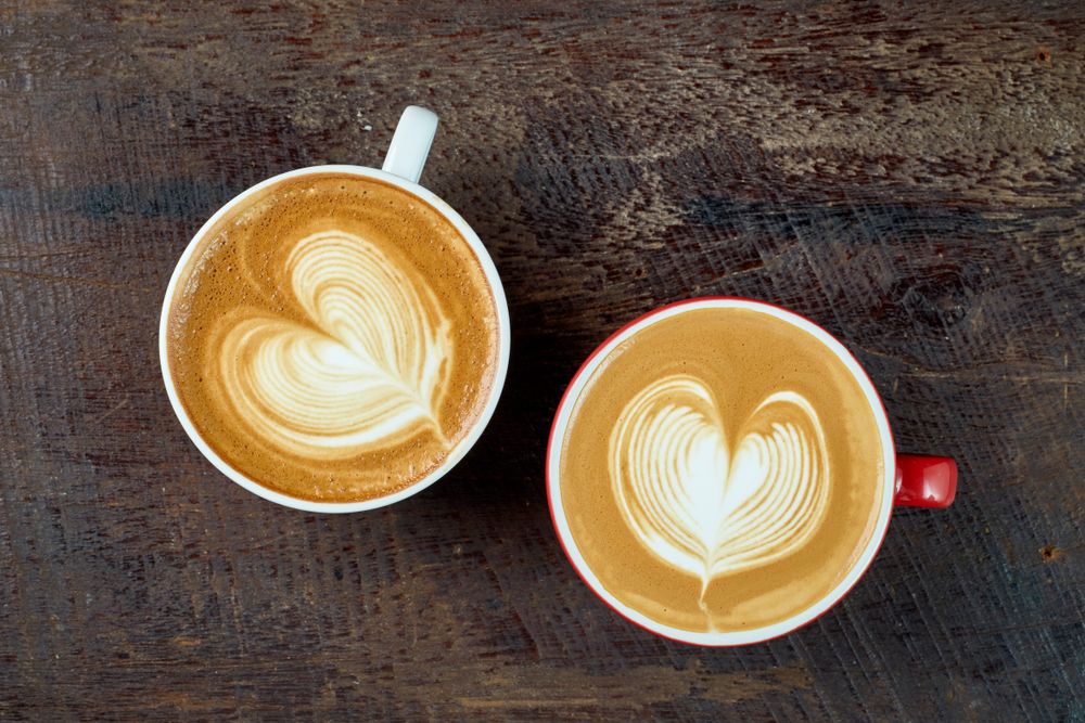 Two,Coffee,Or,Latte,Art,Heart,Shape,In,A,Coffee
