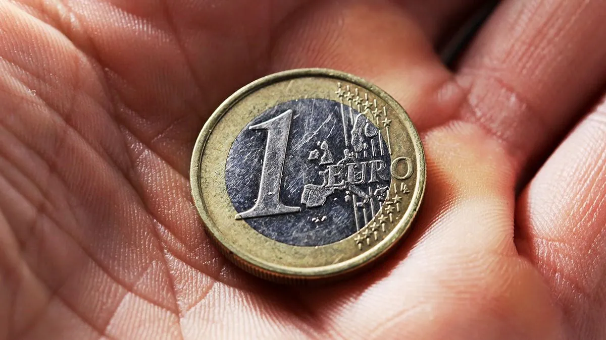 One,Euro,Coin,In,Arm.,Money,Concept.
