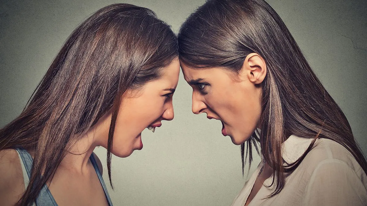 Two,Women,Fight.,Angry,Women,,Looking,At,Each,Other,With