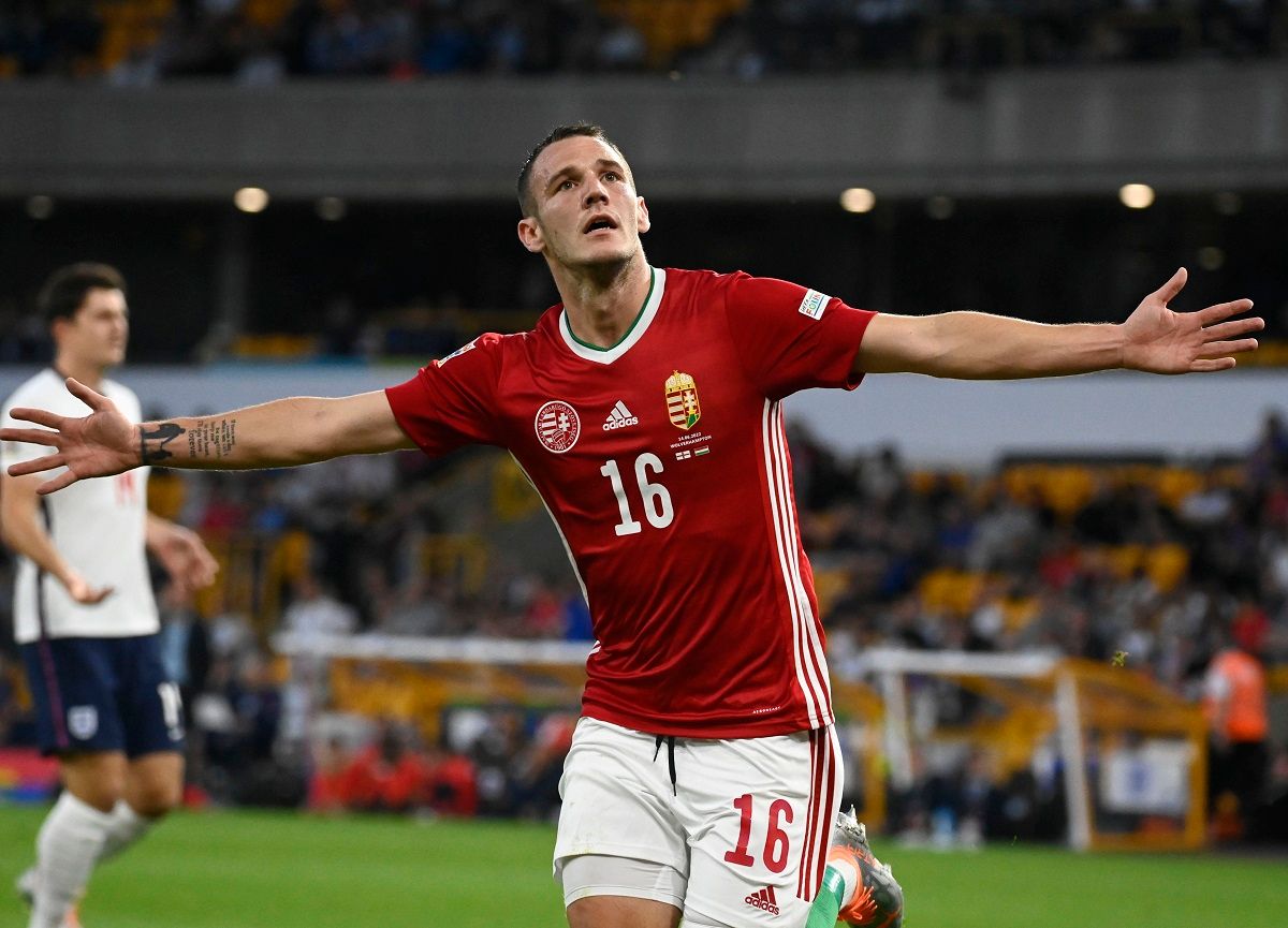 Gazdag Dániel a válogatottban az angoloknak (4-0) lőtt gólja után