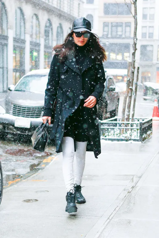 Bella Hadid braves the snow to visit her sister Gigi and their mom Yolanda