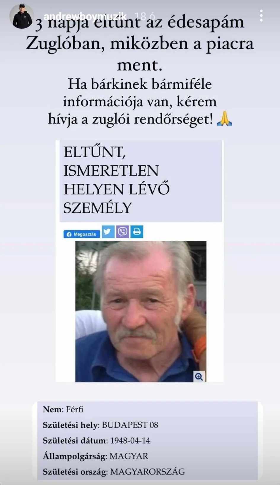 Andrewboy eltűnt édesapja