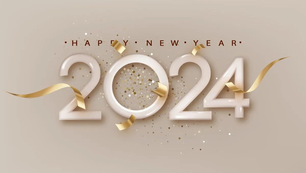 Happy,New,Year,2024.,Realistic,3d,Number,With,Falling,Confetti