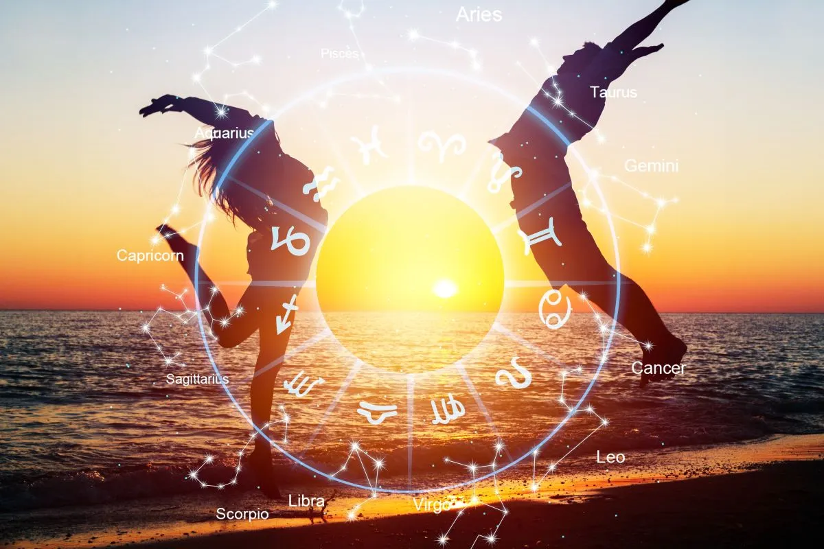 Horoscope,Astrology,Zodiac,Illustration,With,Young,Couple