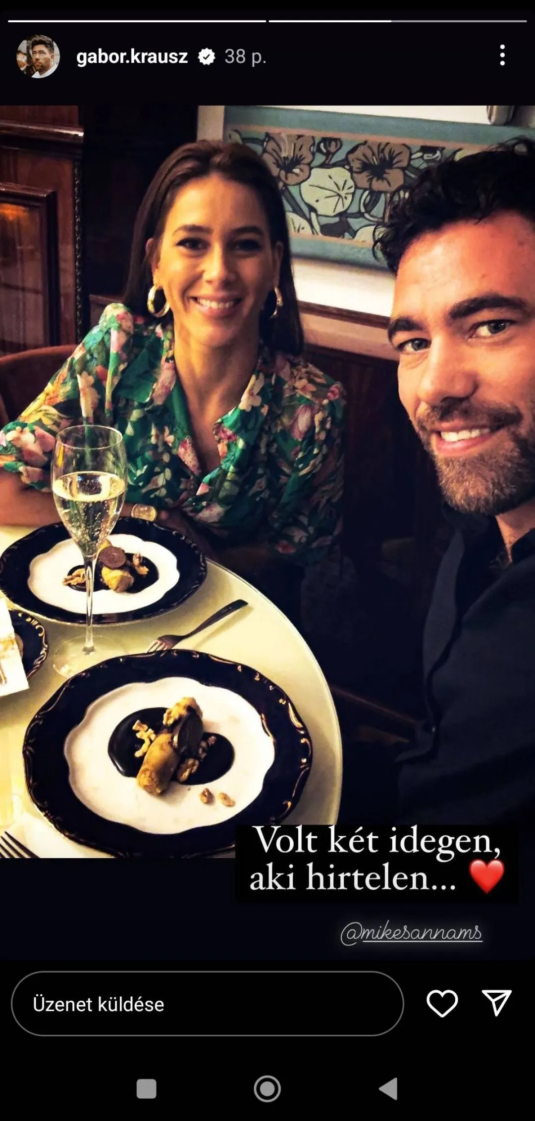 Krausz Gábor Mikes Anna Instagram-sztori
