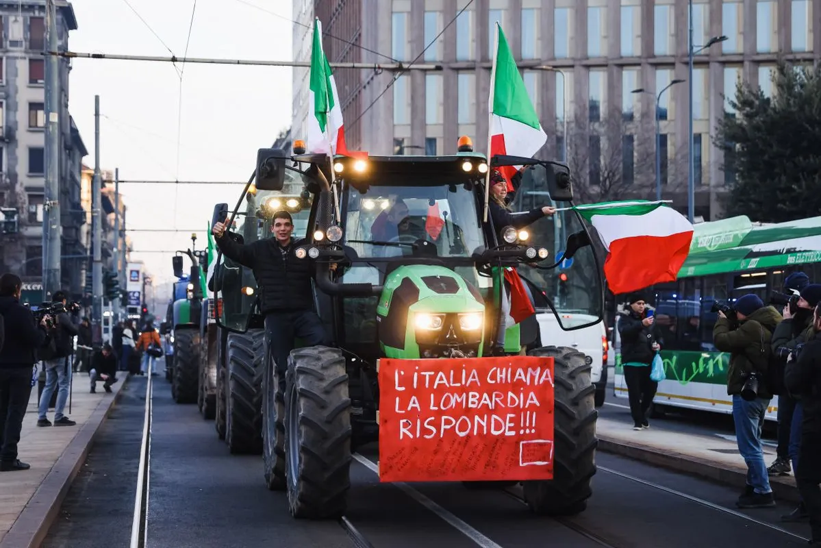Farmers Protest With Tractors In Milan