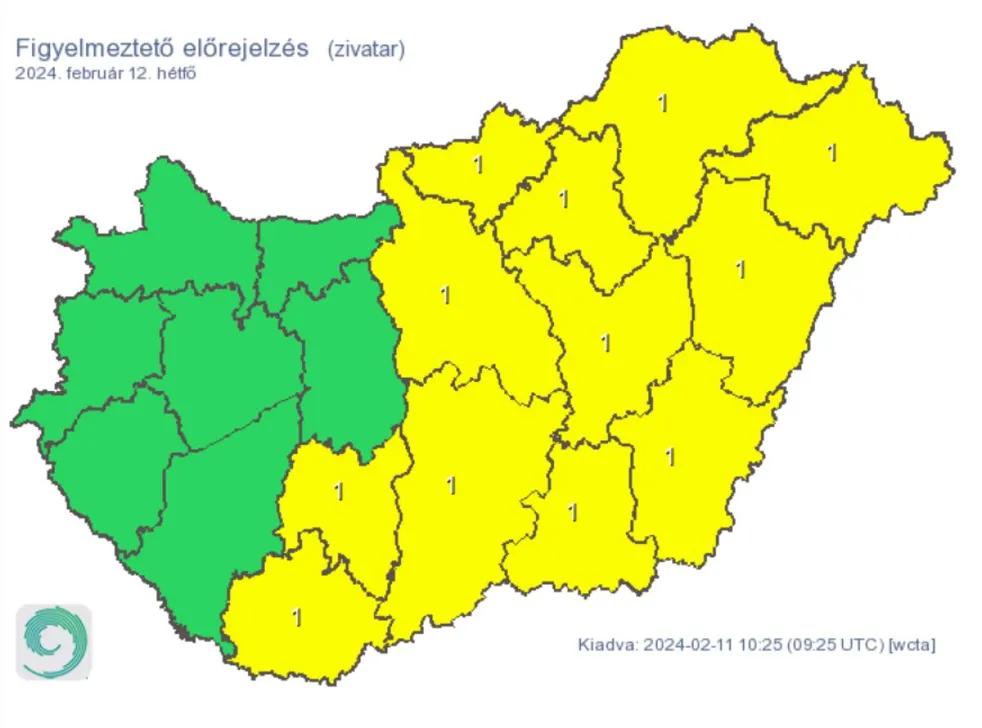 Időjárás riasztás figyelmeztetés zivatar