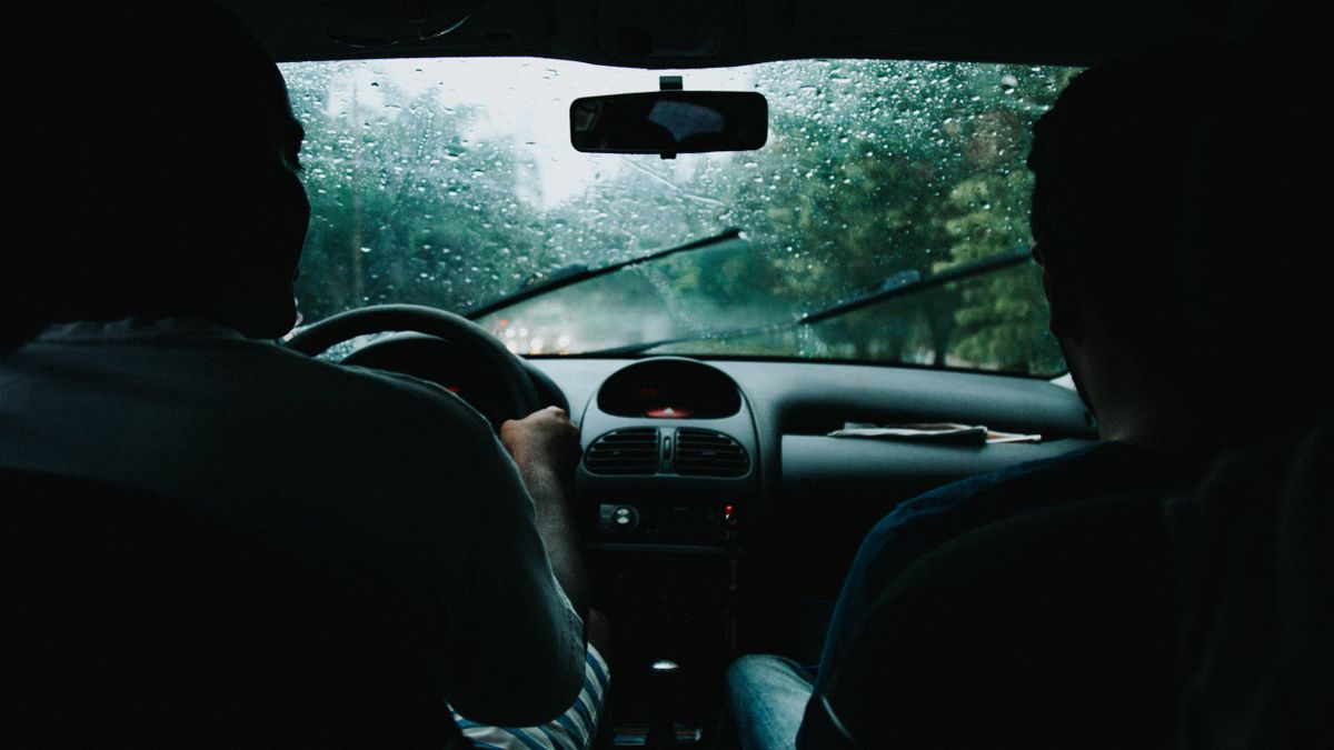 sofőr, autós, vezetés, autó, eső