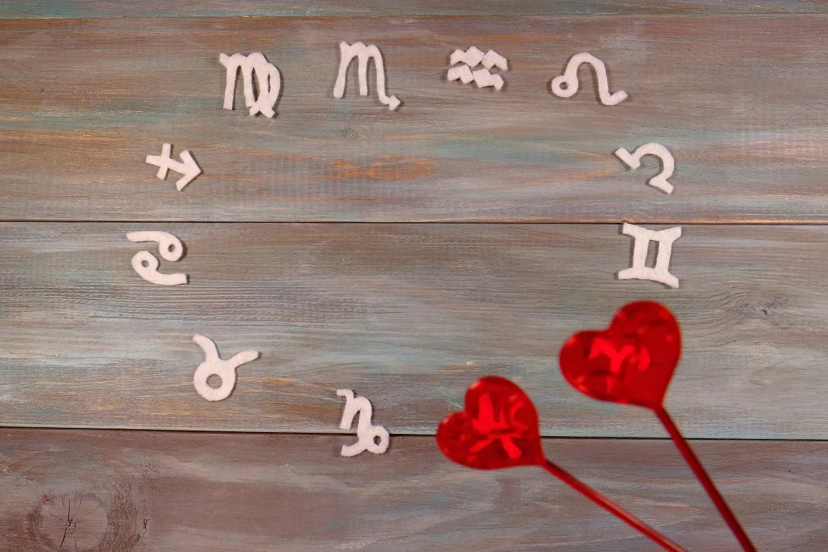Felt.,Wooden,Background.,Zodiac,Signs.,Horoscope.,Unusual,Handwork