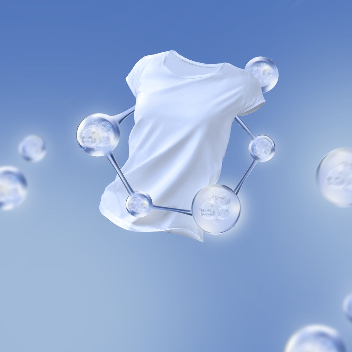Washed,White,T-shirt,On,Blue,Background