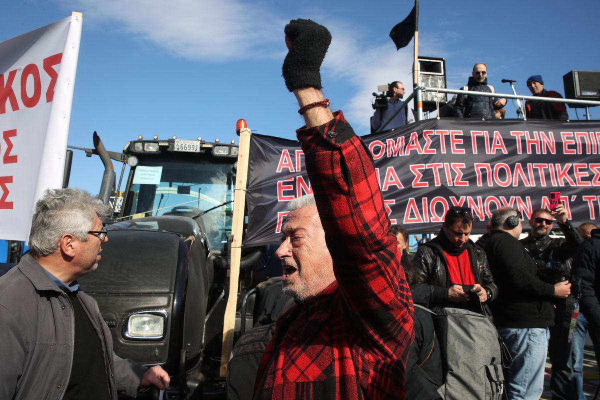 Greek farmers protest with tractors in Thessaloniki