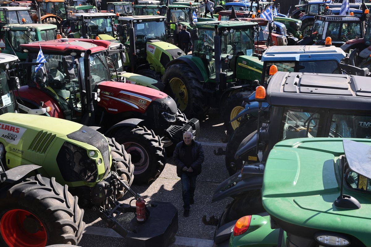 Greek farmers protest with tractors in Thessaloniki