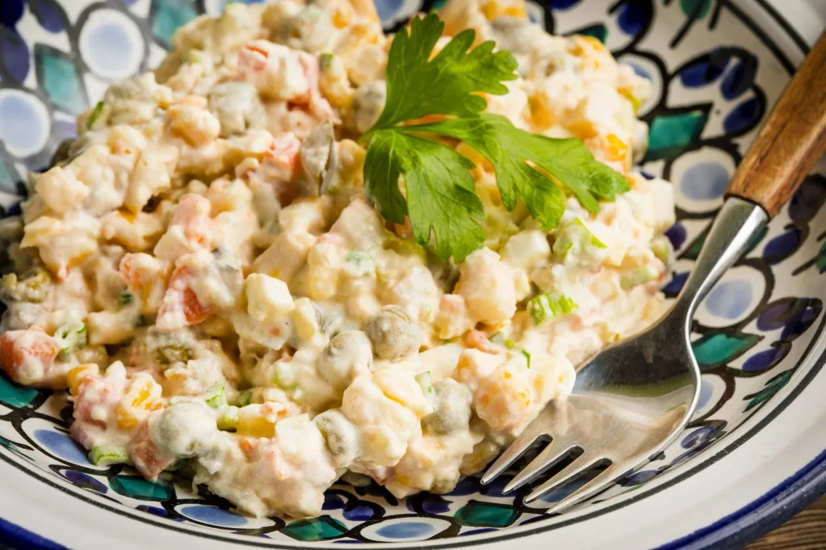 Traditional,Salad,With,Cooked,Vegetables,With,Mayonnaise.
