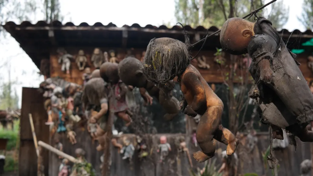 String,Of,Dolls,Hanging,Between,Trees