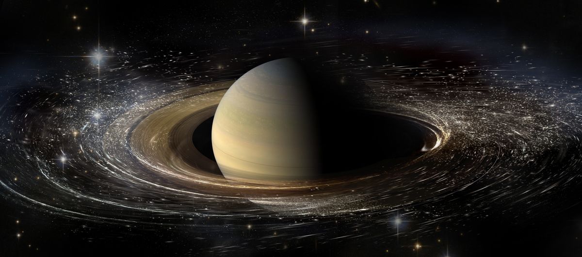 Saturn,Planet,With,Rings,In,Outer,Space,Among,Star,Dust