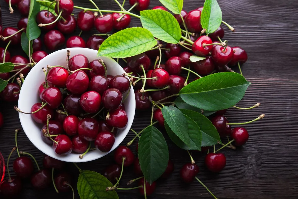 Fresh,Cherries,In,Bowl,On,Table