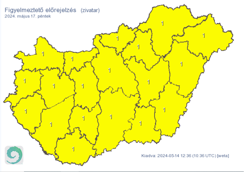 citromsárga figyelmeztetés