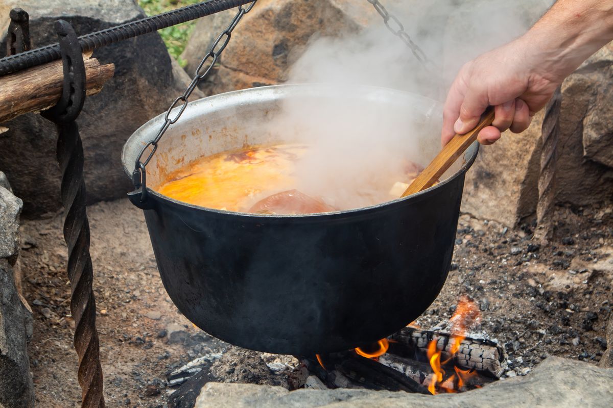 Traditional,Hungarian,Bograch.,Cooking,On,An,Open,Fire.,Traditional,Hungarian