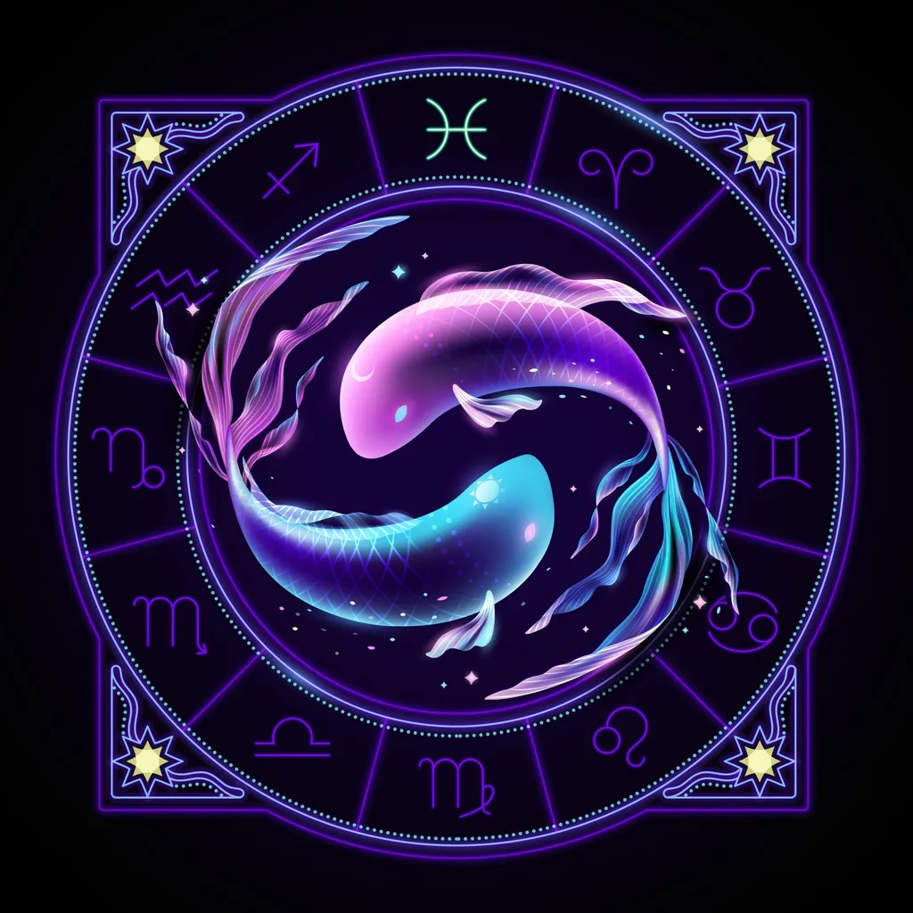 Pisces,Zodiac,Sign,Represented,By,Two,Fish,Swimming,In,Opposite