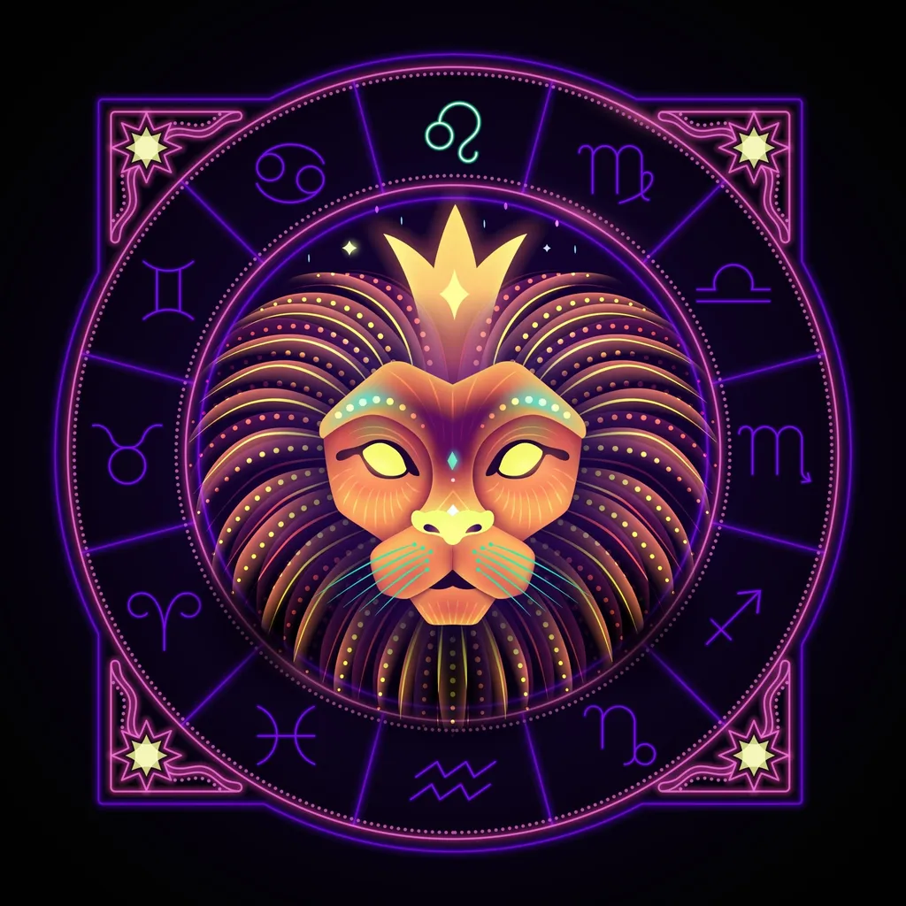 Leo,Zodiac,Sign,Represented,By,The,Lion,Head,As,The