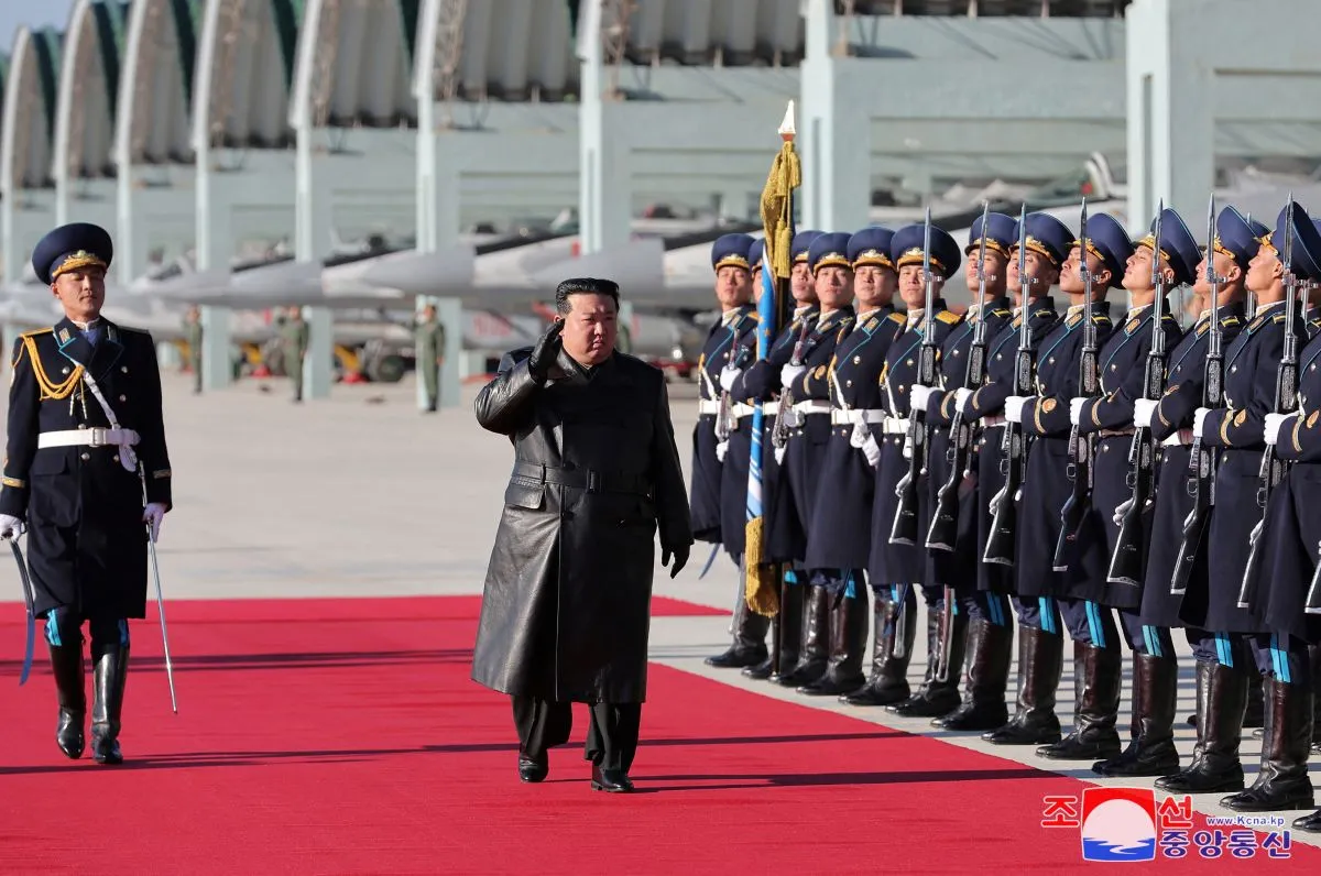 North Korean leader Kim Jong Un visits Korean People's Army Air Force headquarters on the occasion of Aviation Day