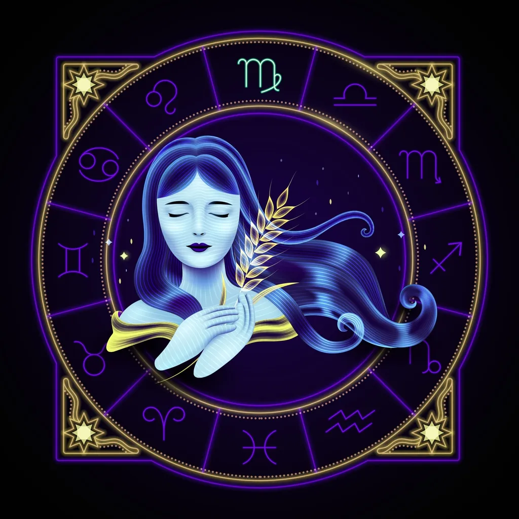 Virgo,Zodiac,Sign,Represented,By,A,Young,Maiden,Carrying,A