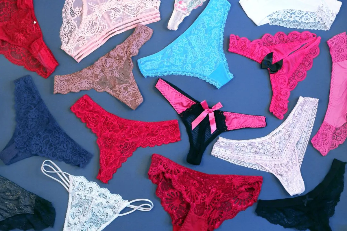 Women's,Panties,Set,Collection,On,Dark,Blue,Grey,Background,,Top