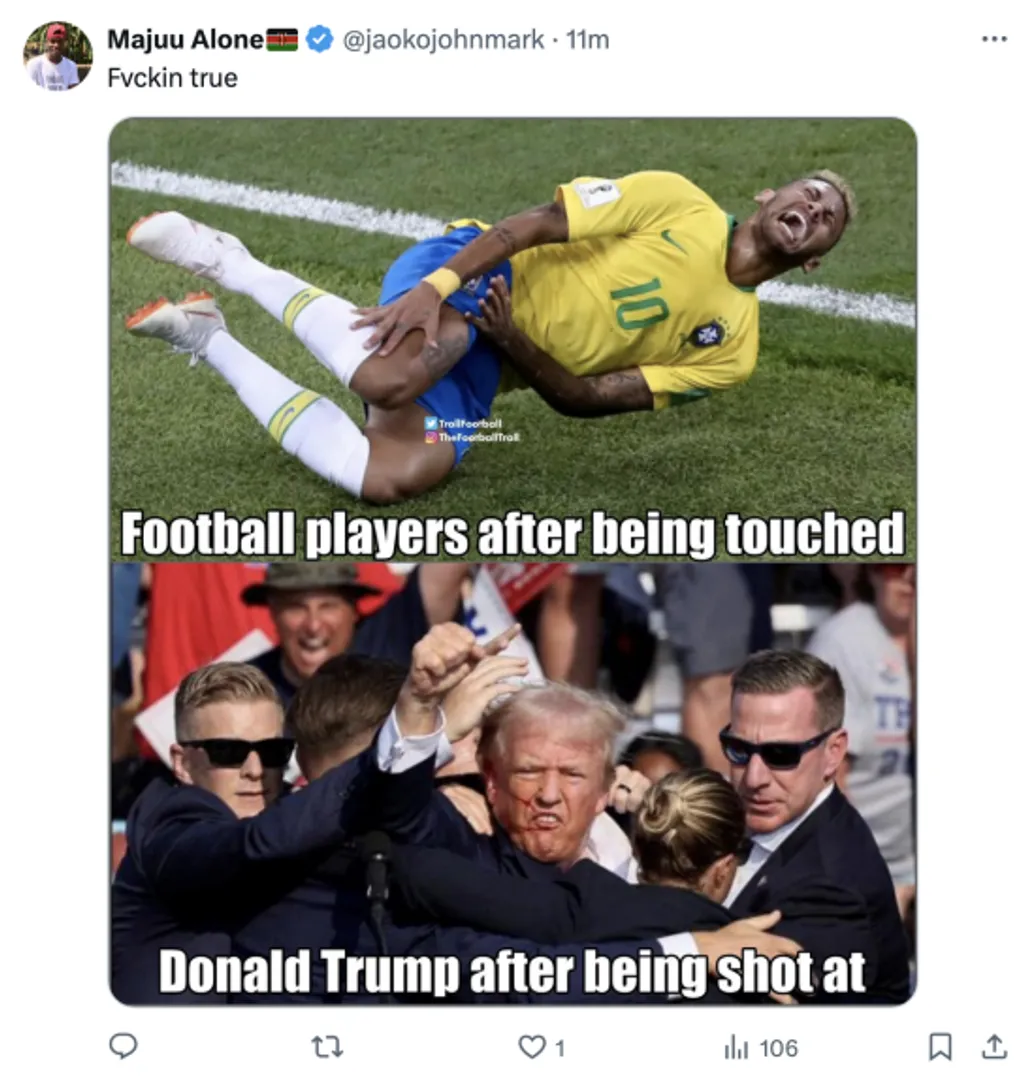 2024. július 13-án rálőttek a volt amerikai elnökre, a Republikánus Párt elnökjelöltjére, Donald Trumpra. A történtek megihlették a mémgyárosokat is.