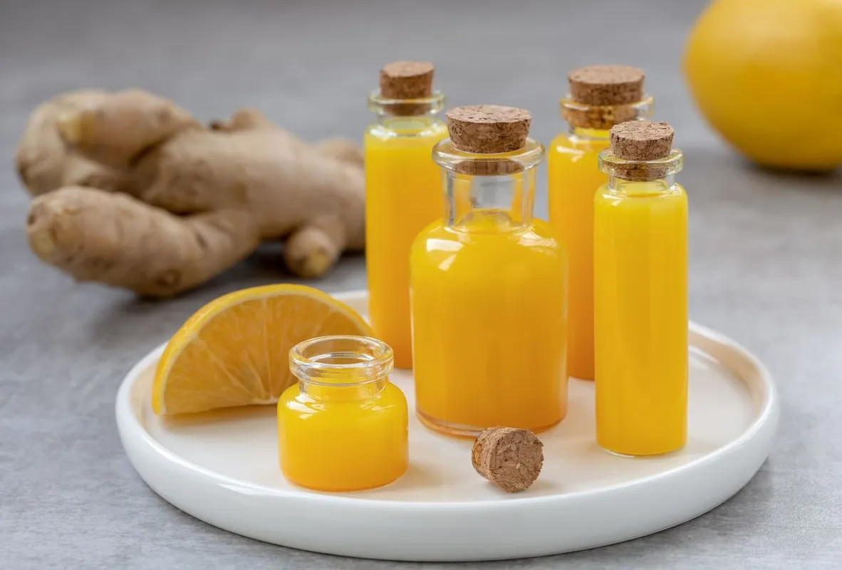 Ginger,Shots,In,A,Small,Glass,Bottles.,Immune,Boosting,Ginger