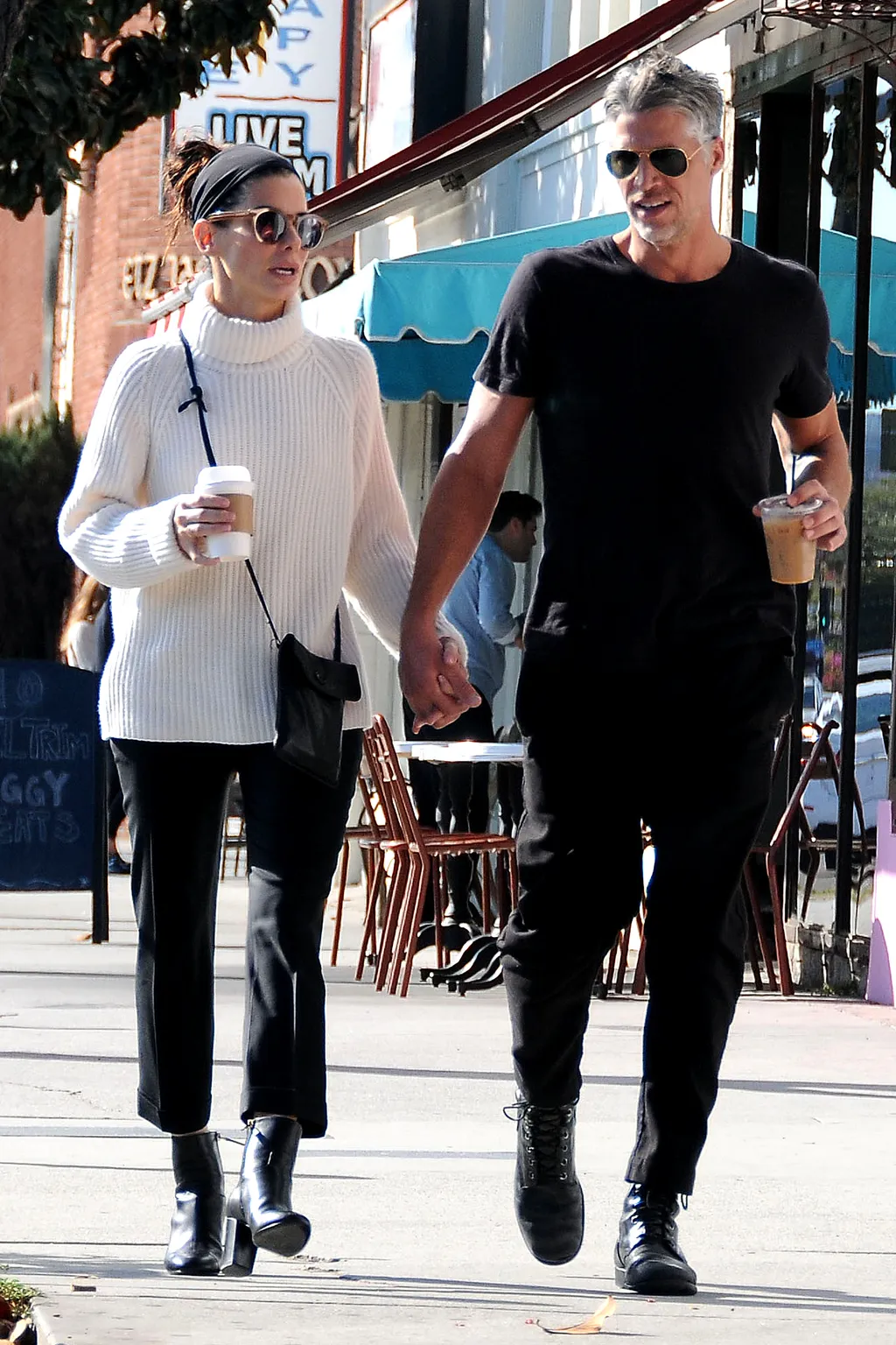 *PREMIUM EXCLUSIVE* Sandra Bullock and Bryan Randall are Coffee Sweethearts! **MUST CALL FOR PRICING**