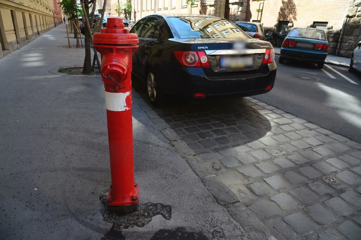 tűzcsap, autó, belváros, utca, városrész, járda, gyalogos, 