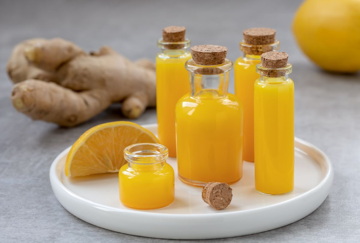 Ginger,Shots,In,A,Small,Glass,Bottles.,Immune,Boosting,Ginger