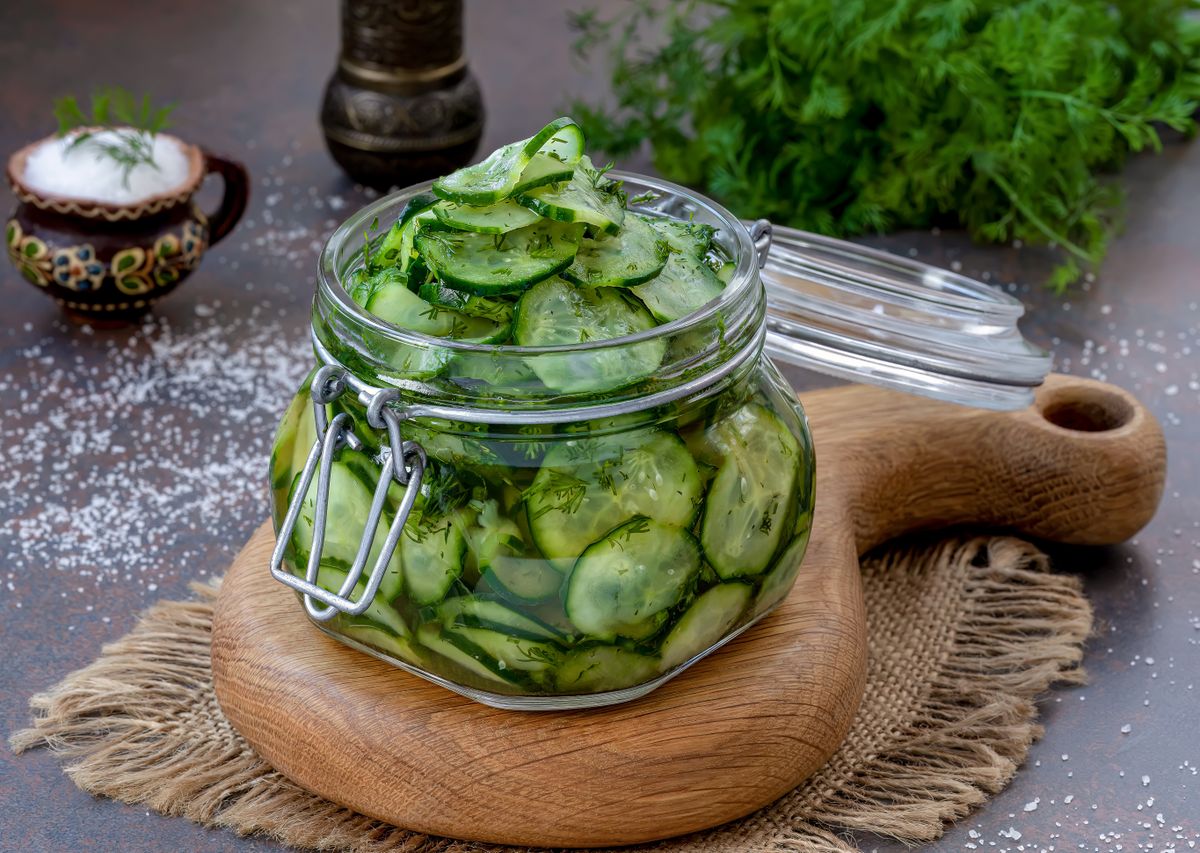 Pickled,Cucumbers.,Slices,Of,Marinated,Cucumber,Salad,In,Glass,Jar