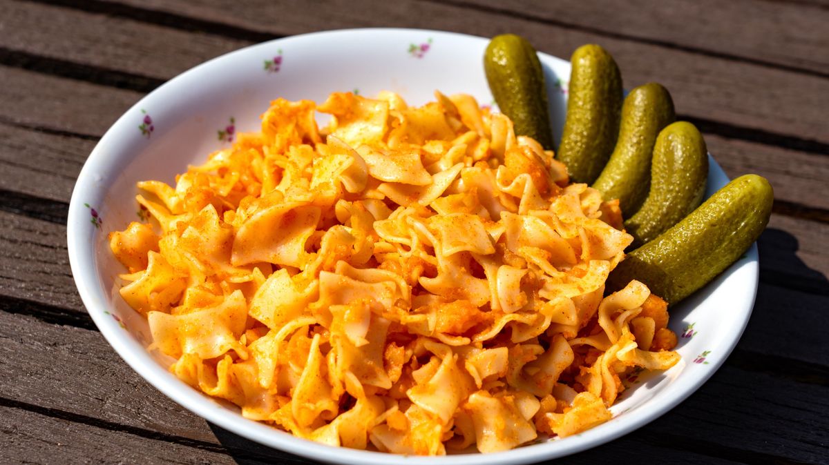 Traditional,Hungarian,Potato,Pasta,In,Hungarian,Krumplis,Tészta,With,Pickles