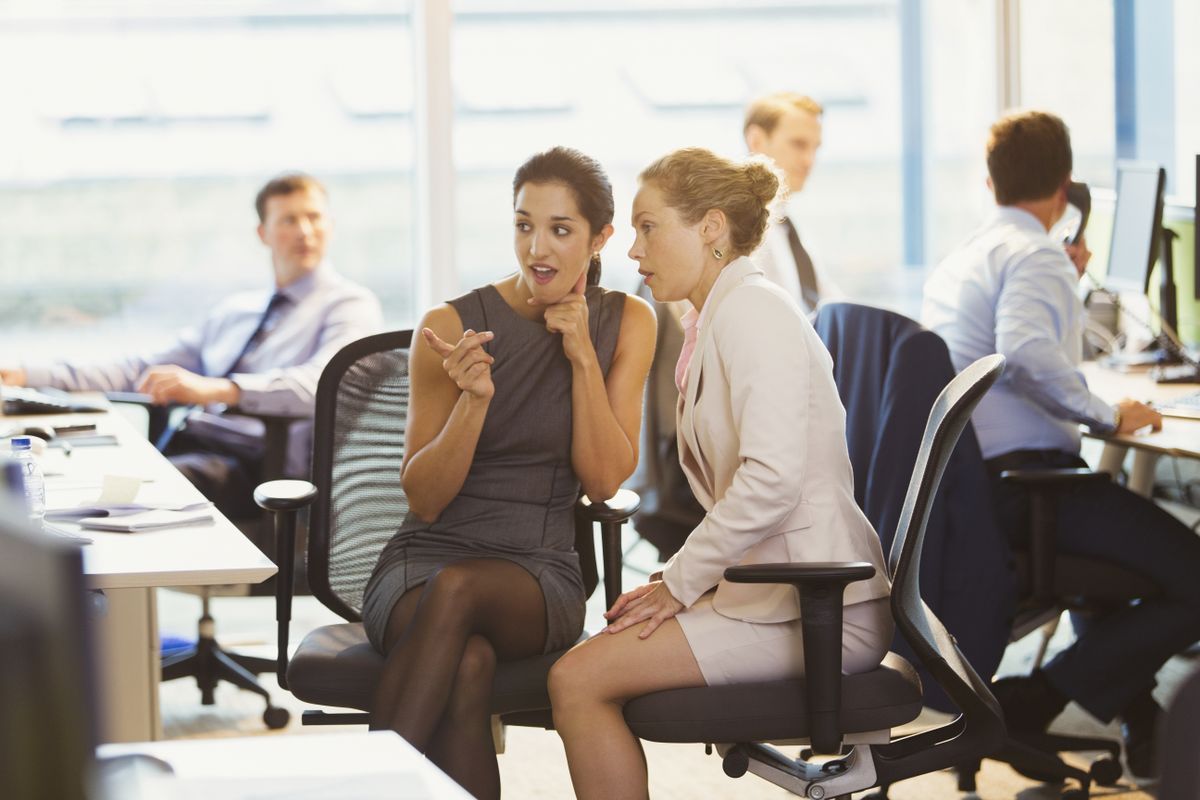 Business,Women,Gossiping,In,Office