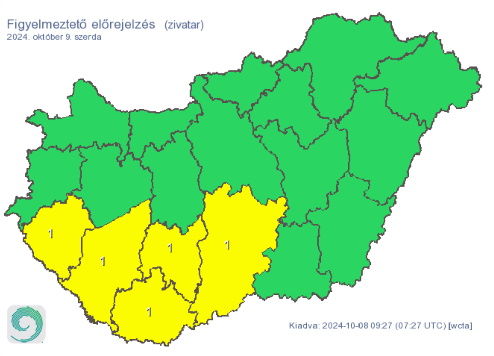 Időjárás előrejelzés eső csapadék zivatar