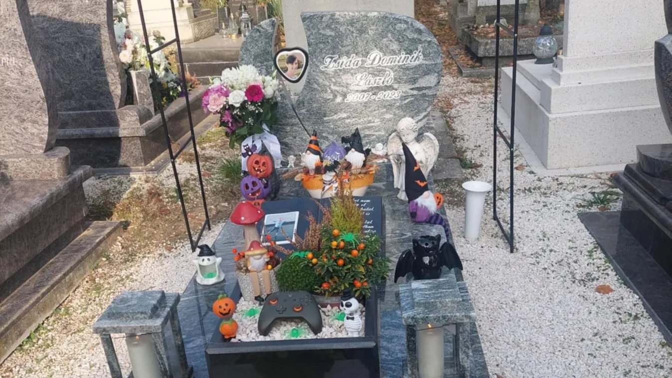 Így néz ki halloweenkor a 15 évesen elhunyt Dominik sírja