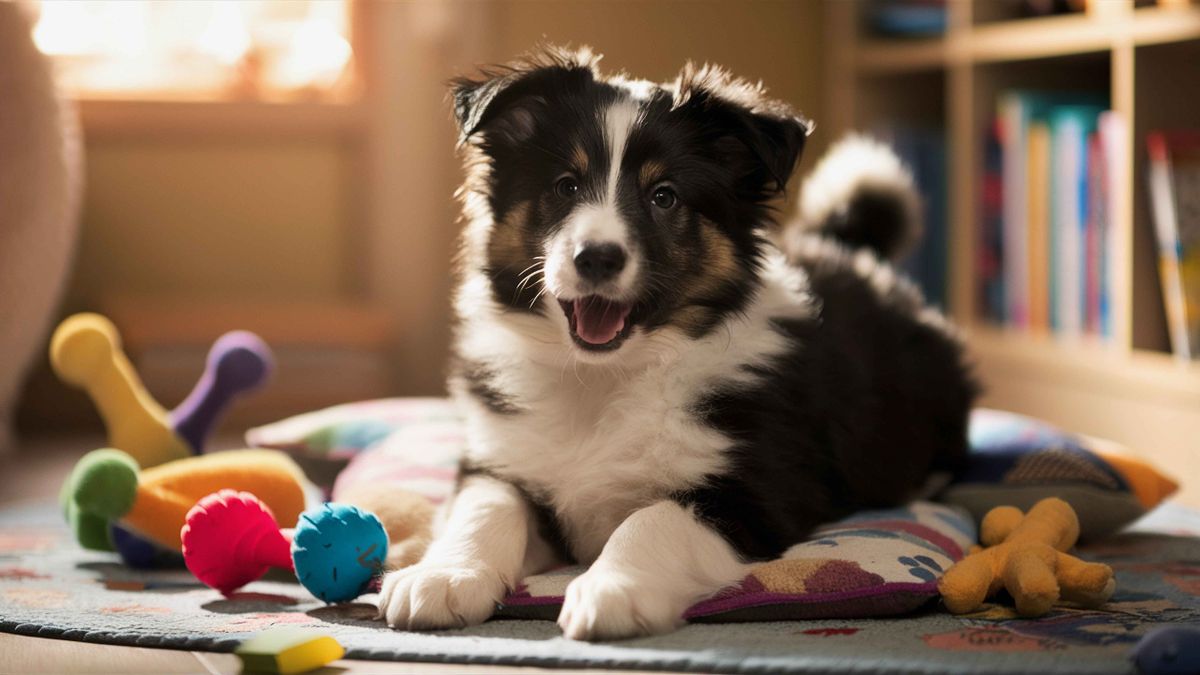 A,Border,Collie,Puppy,On,A,Pillow