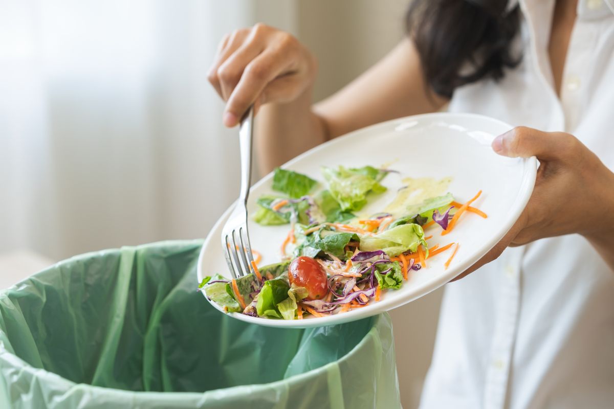 Compost,From,Leftover,Food,Asian,Young,Housekeeper,Woman,,Female,Hand