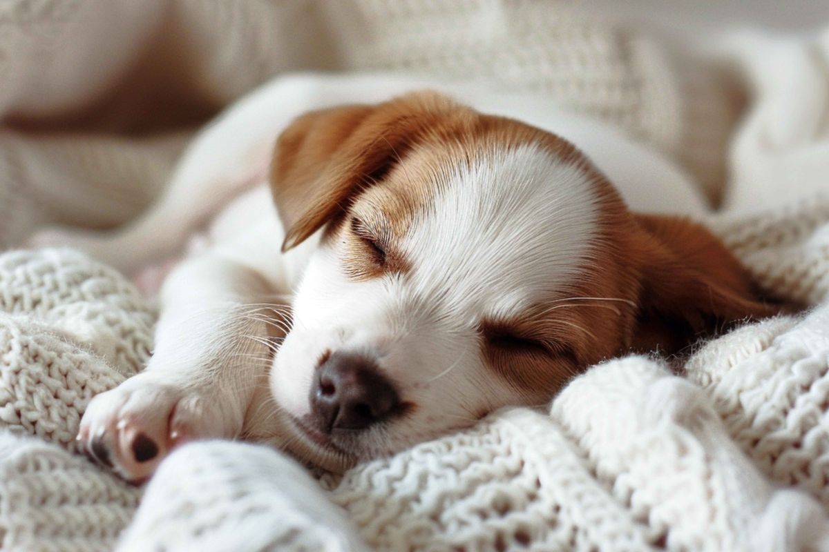 Cute,Beagle,Puppy,Sleeping,On,The,Sofa