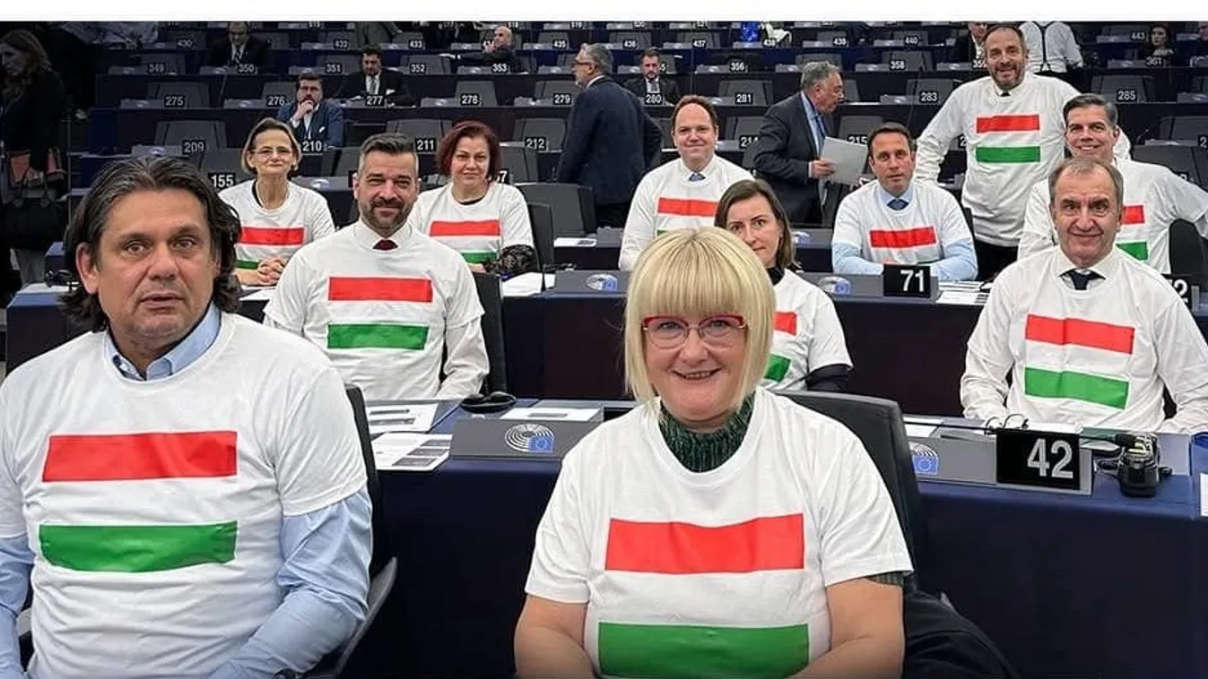 Nemzeti színű pólós képviselők lepték el az EP épületét