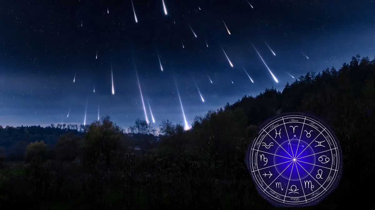 Hullócsillagok Meteor,Shower,In,The,Sky,,Apocalyptic,View.,Fantastic,Landscape,With